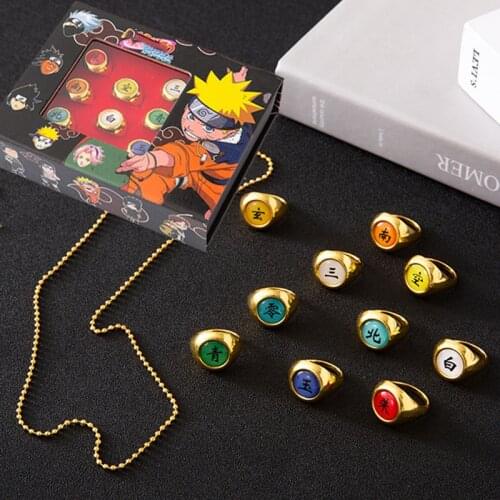 10pcs Anime Cosplay Ring Set Akatsuki Itachi Ring for Women Men Zinc Alloy Rings Jewelry Accessories Party Props Children Gift