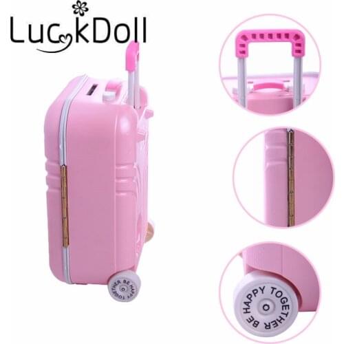 Luckdoll 2019 New arrivals Doll Accessories Pink Suitcase Fit 43cm Baby Doll&18Inch American Doll, Childrens Toys