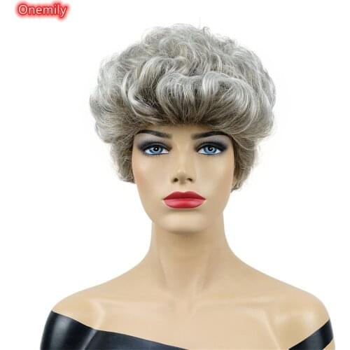 Onemily Fluffy Short Curly Wavy Cosplay Wigs for Women Shaggy Synthetic Natural Hair