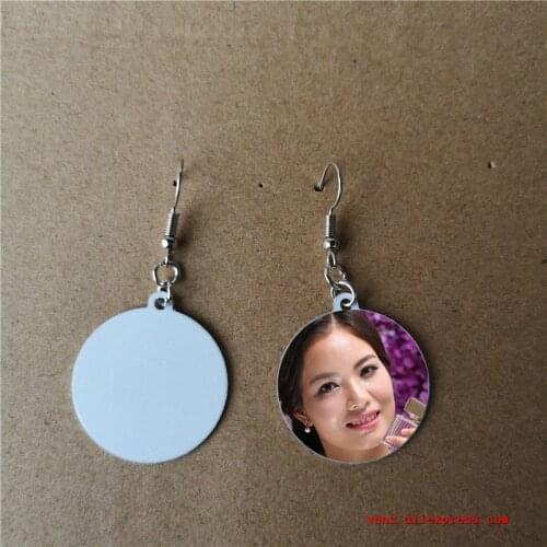 Blank Aluminum dangle earrings for sublimation white Aluminum round drop earrings hot transfer printing consumables 15pair/lot