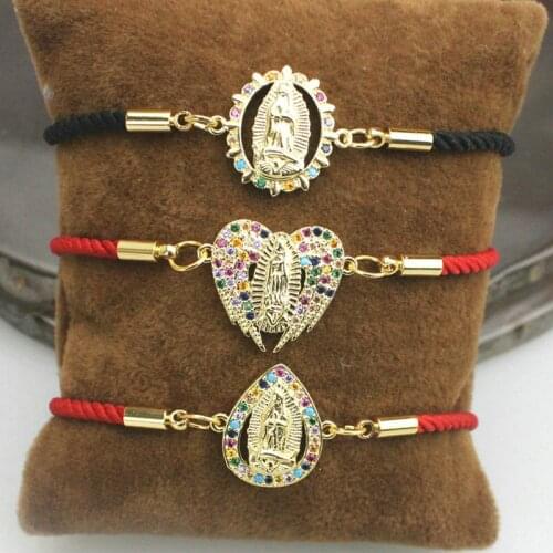 Adjustable 10pcs/lot Fashion colorful cz bracelet,religion charm cubic zircon component,popular women bracelet wholesal