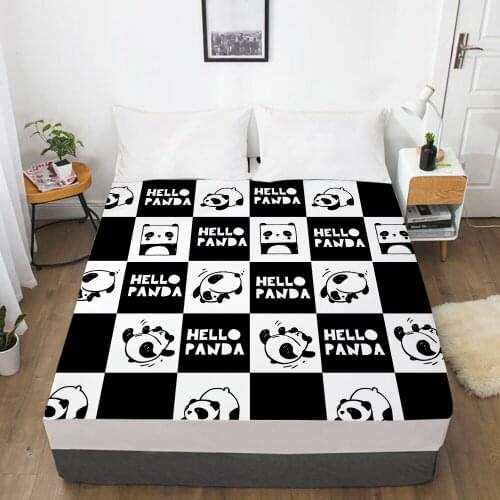 Cartoon Childrens Elastic fitted sheet bed sheet With An Elastic Band Mattress Cover Bed cover for kids baby Panda black