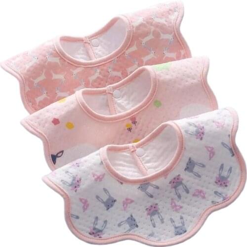 3pcs/set Newborn Waterproof Pure Cotton Petal Saliva Towel 360-degree Rotatable Anti-spitting Milk Soft Baby Bib