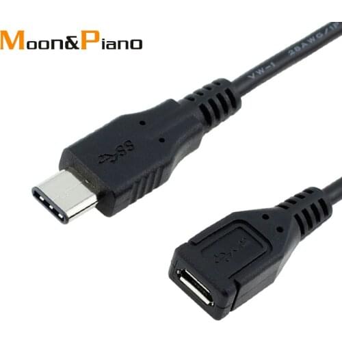 USB 3.1 Type-c Cables Fast Charging Male to Female Extension Cable Black Wire Type C To usb 1m Cord For Laptop Computer
