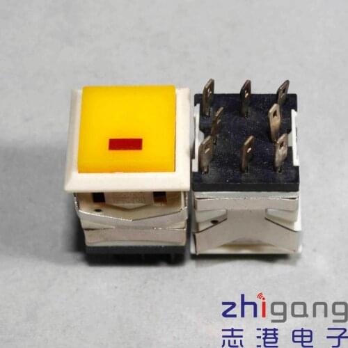 [VK] Square Button Switch 8 feet 8 pin normally open normally closed with lamp lock button switch KD2-21 lamp 3V