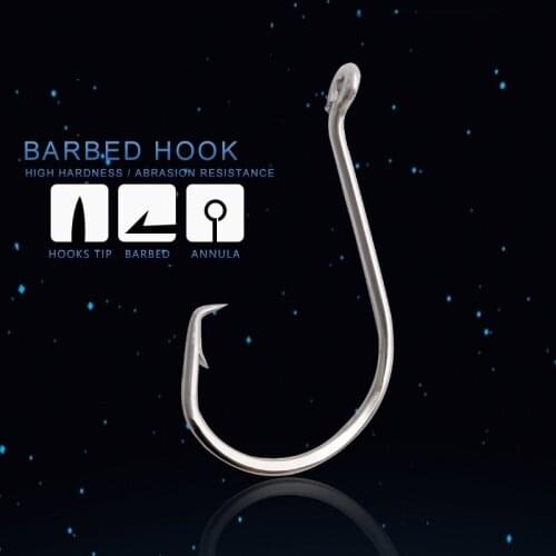 10PCS High-Carbon Steel Jig Hook Big Fish Hooks Barbed Soft Fishing Lure Hook 1# 1/0# 2/0# 3/0# 4/0# 5/0# 6/0# 7/0# 8/0