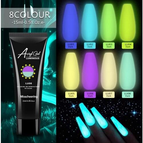 8Color/Set Luminous Quick Building UV Poly Builder Nail Art Gel Extension Kit