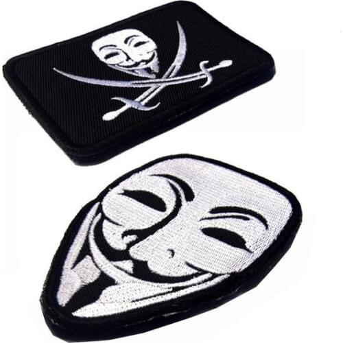 Anonymous V for Vendetta Embroidered Patch Guy Fawk Mask military guntarget patches for backpack jacket