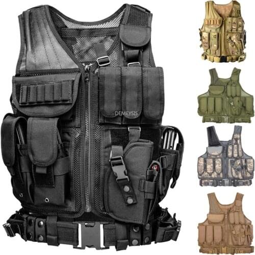 Army Airsoft Vest Adjustable Tactical Combat Military Combat Armor Vests Mens Hunting Waistcoat Outdoor CS Training Vest