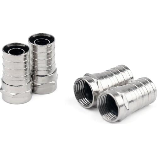 Artudatech 100 Pcs RG6 F Type Crimp On Connector For Tv Coax Cable Adapter Jack Plug Parts