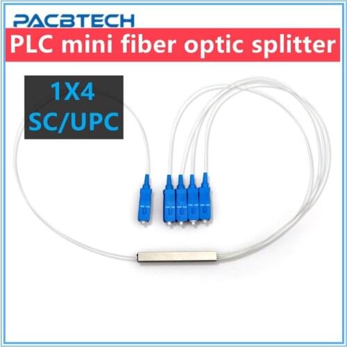 Free shipping 1X4 PLC SC/UPC SM 0.9mm G657A1 PVC 1m FTTH Fiber Optic Splitter