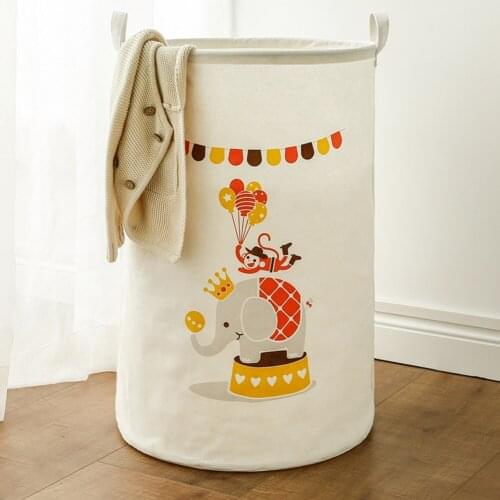 Large Cartoon Storage Bucket Cotton Linen Folding Home Toy Clothes Sundries Storage Basket Cesto Ropa Sucia Basket Storage