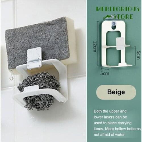 Kitchen Suction Cup Sink Drain Rack Sponge Storage Holder Sink Soap Rack Drainer Rack Organizer Self Adhesive Sink Sponges Rack