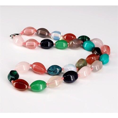 Druzy Natural Crystal Semi-precious Stone Necklace Female Models Colorful Wild Necklace Jewelry Melon Shape Beads String