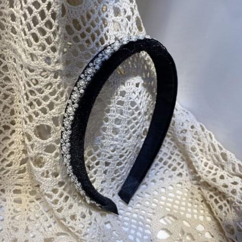 Elegant Korean Velvet Pearl Bezel Headwear Women Headband Girls Vintage Hair Bands Wide Hairband Hoop for Party Hair Accessories