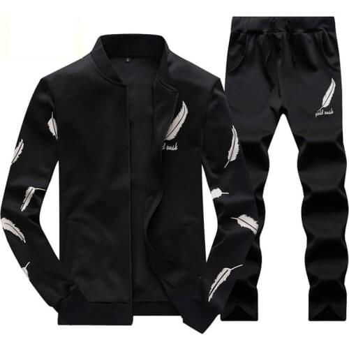 Europe Size Tracksuit Men Warm Sportsuit Set Men Cardigan Wing Printed Zipper Track suits Track Suit 4XL Male Red Yellow 2021