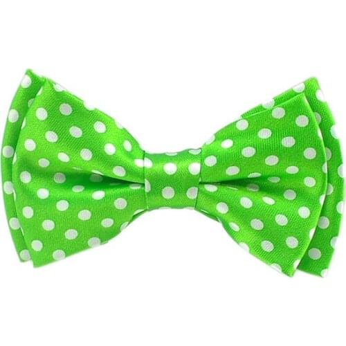 Fluorescent green White spots Bowtie Boys Girls Kids Polka Dot Tuxedo Cute Bow tie Butterfly Formal Dress Gift Cravat Neckwear