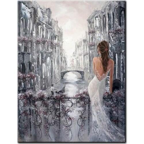 Hot sale!diamond painting Water city of italy beauty square diamond embroidery round drill girl back of rat year gift,FF2402