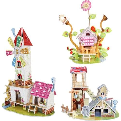 HOT Arrival 3D DIY Puzzle Jigsaw Baby toy Kid Early learning Castle Construction pattern gift Children Houses Puzzle