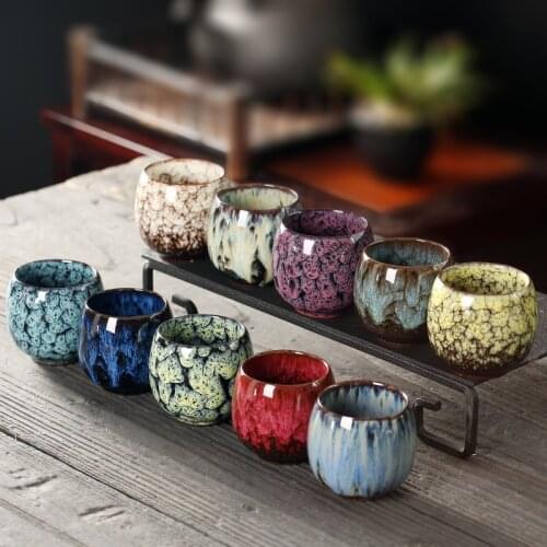 Teacup Ceramic Kung Fu Tea Set Single Cup Tianmu Glaze Jianzhan Master Cup Tea Cup Tea Cup Egg-shaped Small Tea Bowl