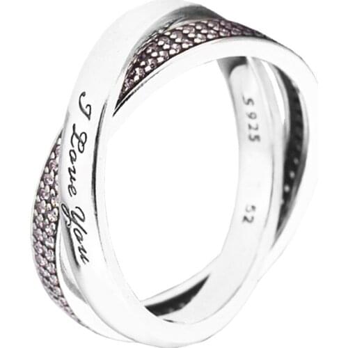 CKK Ring Pink Sweet Promise Silver Rings For Women Men Anel Feminino 100% 925 Jewelry Sterling Silver Anillos Wedding