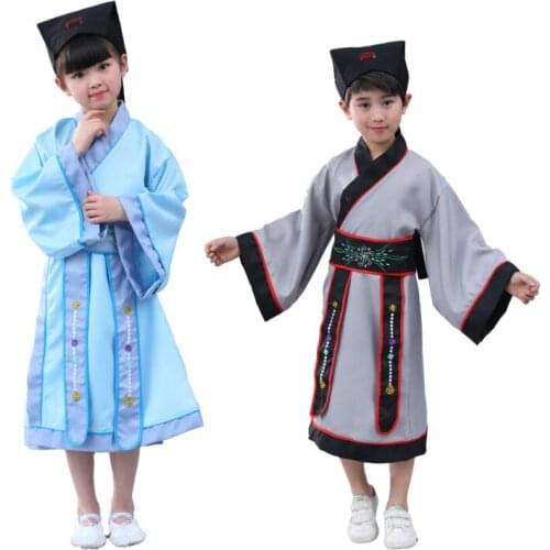 Little boy Child Chinese style Costume Baby Hanfu Bookboy Guoxue clothes Three words Dizi rules Costume