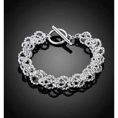 Beautiful cute lady Elegant wedding women men silver color rope circle chain Bracelet nice fashion jewelry wholesale H240