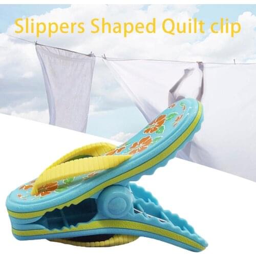 Creative Durable Plastic Slipper Shape Clip Lounger Chair Beach Towel Pool Clothes Clips Windproof Quilt Home Socks Peg Clamp