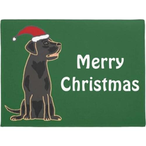 Personality Fun Black Labrador Dog Christmas Doormat Inside Soft Indoor Non Slip Floor Rug for Kitchen Bathroom Rug Washable Ab