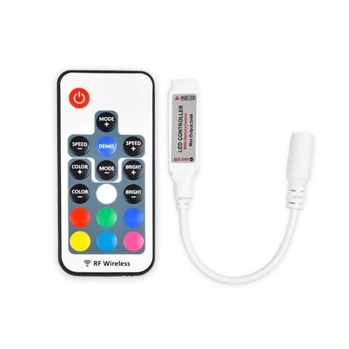 Mini 17 Keys RGB LED Strip LED Controller with RF Wireless Remote