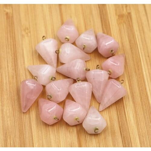 Fashionable Highest Quality Natural Stone Hexagonal Pyramidal Pendant Men and Women Pendant Necklace Wholesale 12 Pieces 2021