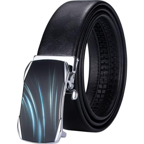 Barry.Wang 3.5cm Width Belts For Men Genuine Leather Designer Black Strap Formal Automatic Buckle Men Business High Quality