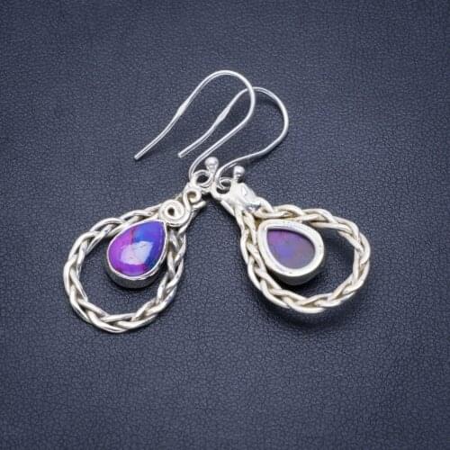 Natural Turquoise Handmade Unique 925 Sterling Silver Earrings 1.75" A2460