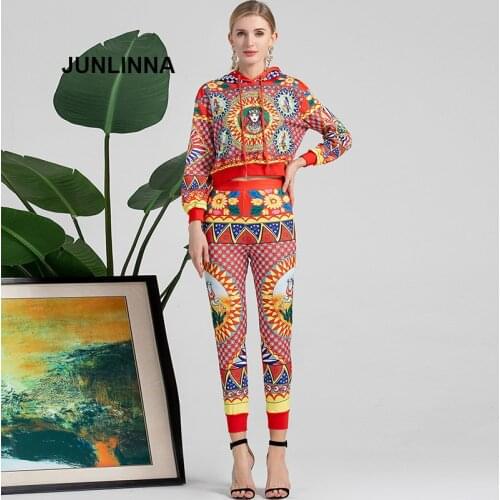 2021 New Women Autumn Winter Sicilian Tracksuit Sportwear Lady and Girls Suit 2 Piece Hoodies + Sweatpants Flower Print Sets