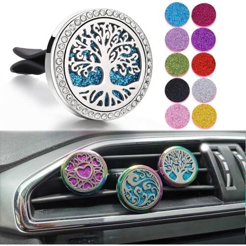 New Crystal Tree of Life Aroma Car Air Freshener Perfume Aromatherapy Diffuser Locket Essential Oil Diffuser Car Clip Jewelry
