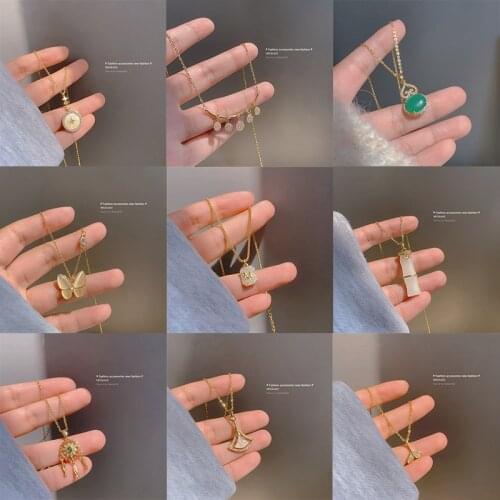 European And American Retro Titanium Steel Necklace Fashion Butterfly Love Pendant Clavicle Chain Elegant Sweet Necklace Female