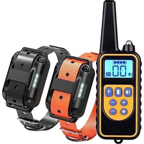 800m Dog Training Collar Pet Tool Remote Control Waterproof USB Rechargeable Shock Vibration Sound with LCD Display for Two Dogs