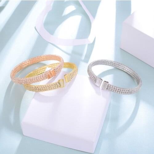 Zircon Open Bracelets for Women Rose Retro New Copper Bracelet Bangle Fashion Party Wedding Jewelry brazalete mujer 2021