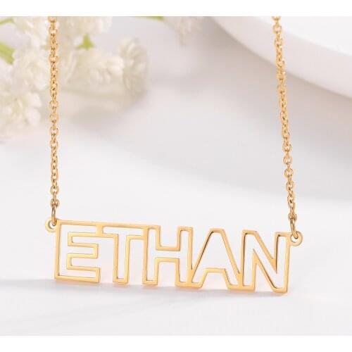 Personalized Name Necklace Hollow Out Necklace Gold Choker Necklace Stainless Steel Jewelry Necklaces For Women 2021 Jewelry