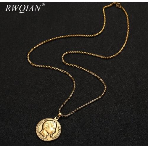 Napoleon Ⅲ Pendant Necklace Custom Text Photo Stainless Steel Necklace Personalize Gold Chain Choker for Women Men Charm Jewelry