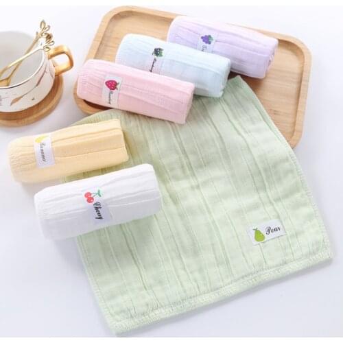 Towel Baby Facecloth Baby Bath Towel Handkerchief Cotton Burp Cloth Soft Absorbent Gauze Children Washcloth Square Fruit Towel