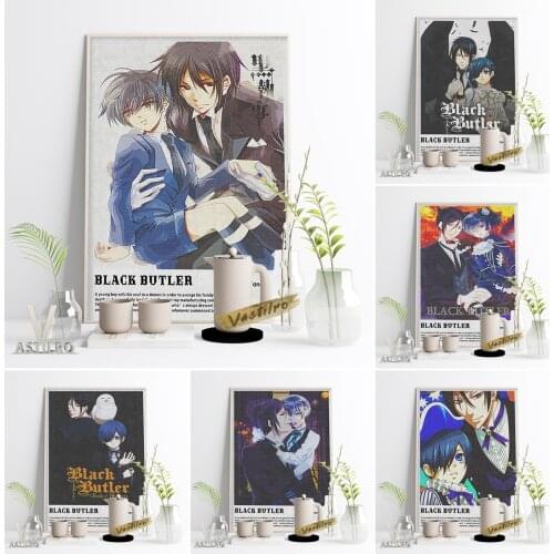 Classic Fantasy Manga Black Butler Poster Hot Japanese Anime Cartoon Character Prints Art Wall Stickers Otaku Bedroom Home Decor