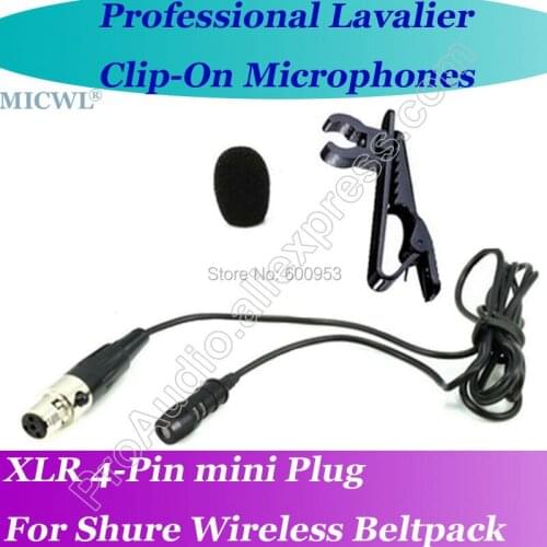 Professional MICWL TA4F mini 4Pin Microfone Lavalier Lapel Microphone for Shure Wireless Beltpack