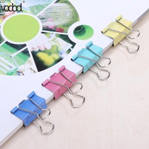 60Pcs/lot Colorful Metal Receipt Folder Paper Document Binder Clips 15mm Stainless Steel Office Stationery Binding Supplies