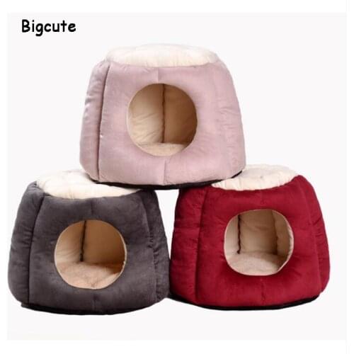 Foldable Home Pet Dog Bed Cat Puppy Winter Warm Dog House Nest With Mat Breathable Chihuahua Cat Beds Mat Cushion