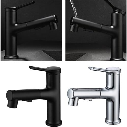 Basin Faucets Modern Fashion Bathroom Pull out Faucet Chrome Brass Deck Mounted