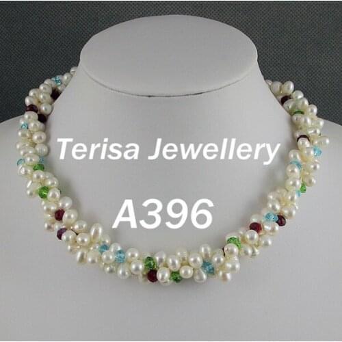 Gorgeous Freshwater Pearl Necklace White Color Genuine Pearl Made With Different Color Crystal Beads Jewelry Wedding Party Gift