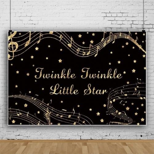 Gold Dynamic Music Symbol Party Black Theme Backdrop Girls Birthday Table Decoration Banner Child Vinyl Photography Background
