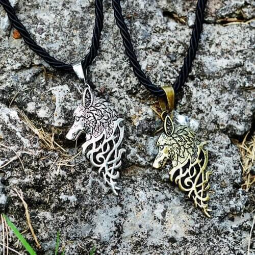 Vintage Gold SilverColor OM Myth Wolf Viking Amulet Totem Thor Hammer Pendant Collar Choker Necklace Chain For Men Jewelry Gift