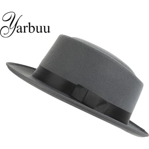 [YARBUU] unisex fur fedora hat for men women high quality winter hats Solid color and black wool cap Noble hat free shipping